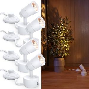 Sunco Uplighting Indoor with Foot Switch, LED Floor Spotlight, for Indoor Plants 3W, 300 Lumens, 3000K Warm White, 120V, Non-Dimmable, White UL/ETL 4 Pack