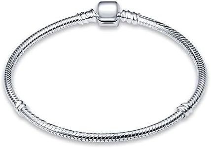 KUNSIR Snake Chain Charm Bracelets for Charm 925 sterling silver Jewelry Bracelet Fits Any Charm Gift for Women