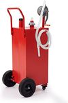 30 Gallon Gas Caddy, Portable Fuel Transfer Storage Tank with 4 Wheels and 2-Way Rotary Pump, Large Diesel Kerosene Can Container for Cars Boat ATV Motorcycle Lawnmower, Red