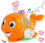 Zest 4 Toyz Musical Fish Toy for Kids with Universal Wheel Bump n Go, Blowing Ball Function, Flashing Light & Sound Toy for Babies Boys Girls (Pack of 1) Multicolor