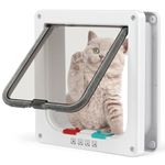 4 Way Locking Cat Door, Lockable Cat Flap Doors for Cats and Small Dogs,Installing Easily,Suitable for Glass,Wooden,Brick,Metal Door and Window,Transparent