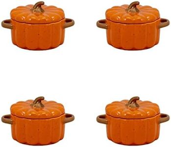 10 Strawberry Street Pumpkin Mini Tureens, 4", Orange