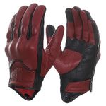 Harssidanzar Mens Motorcycle Gloves Fleece Lined Winter Warm GoatSkin Leather TouchScreen GM041CA, Oxblood-black, Size X-Large