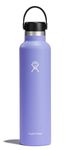 HYDRO FLASK - Water Bottle 709 ml (24 oz) - Vacuum Insulated Stainless Steel Water Bottle with Leak Proof Flex Cap and Powder Coat - BPA-Free - Standard Mouth - Lupine