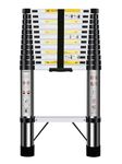 Nestling Telescopic Ladder 3.8m, Ladder Extendable Stainless Steel, Multi Purpose Ladder Portable, Adjustable Height, for Decorating, Painting, Garden, Wei: 13kg