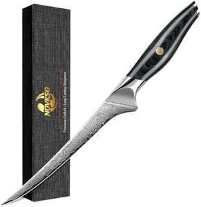 NOVKSO Damascus COLOURED WOOD Handle Fillet Knife 7"