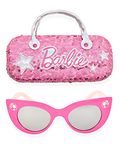 Barbie Girl's Cat Eye Sunglasses and Handled Hard Case Set, Pink Sparkle