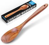 Zulay Kitchen Premium Large Teak Wooden Spoon For Cooking - Durable Wooden Cooking Utensil, Perfect Wooden Kitchen Utensil Set Addition, Smooth Finish Natural Teak Spoon, Non-Stick Wooden Spoon