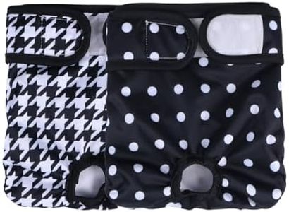 Hisprout 2-pack Breathable Female Dog Diaper Reusable Washable Durable Doggie Diapers Pants(M,Houndstooth)