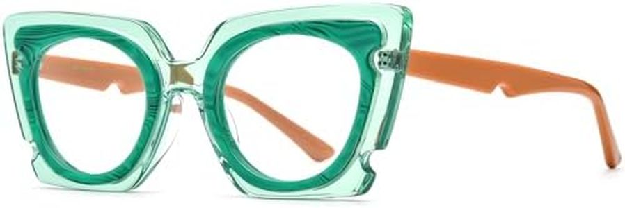 HEPIDEM Gradient Multicolor Acetate Glasses Frame Women Big Oversize Eyeglasses 2023 New Spectacles Eyewear, 9353 Green