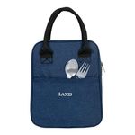 LAXIS Lunch Bag for Women & Men, Insulated Lunch Bag, Tiffin Lunch Bag for Office/College/School, Bottle Holder, Lightweight, Durable Handles, Multiple Pockets (Navy Blue)