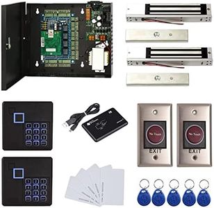 2 Door Access Control Board Systems 600lbs Electromagnetic Lock Infrared None Touch Exit Button Keypad Reader 110~240V Power Supply Box USB Enroll Reader RFID Card Key Fob,Phone APP remotely Open Door