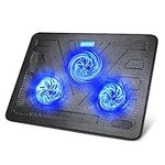 TECKNET Cooling Pad 12"-17" Laptop Cooler with 3 Ultra Quiet Fans at 1200RPM, Ergonomic Comfort Notebook Cooling Pad with 2 USB Ports, Light-weight Gaming Laptop Cooling Stand