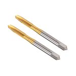 CoCud Spiral Point Taps, Metric M6 x 1 Thread, Titanium Coated High Speed Steel 6542 Screw Milling Threading Tap - (Applications: for Tapping Drilling Machine), 2-Pieces