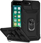 SmartLike Tough Armor iPhone 8 Plus, Bumper Back Case Cover | Ring Holder & Sliding Camera Shield Cover | 360 Degree Protection Back Case Cover for iPhone 8 Plus - Black