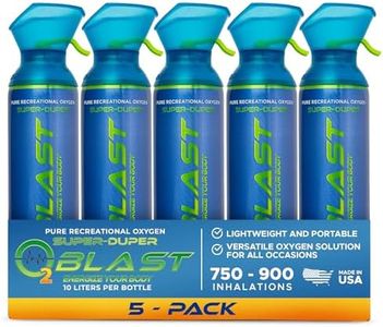 O2 Blast 95-99% Pure Oxygen, 10 Liter Portable Can 5 Pack with Custom Breathing Mask, Increase Stamina & Reduce Recovery Time, Ideal for High Altitude & Sports Recovery