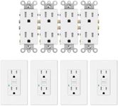 Decora Tamper Resistant Outlet+GFCI Outlet 4 Set,Greencycle 15Amp Outlet&GFCI Plug with LED Indicator and ETL Listed,Residential Commercial Grade,Ultra-Slim,Heavy Duty,Self-Grounding,UL Listed