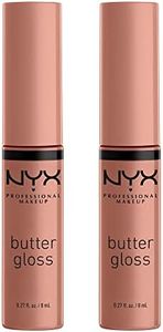 NYX Professional Makeup Lip Gloss Double Pack with Glossy Finish and Non-Sticky Formula, 2 x No. 14 Madeleine