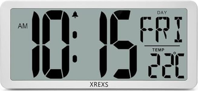 XREXS Reloj de Pared Digital con Pantalla LCD de 13,46" Reloj de Pared con Calendario, Despertador, Temperatura y Temporizador, Alarma y Claridad, Calendario para Decoración (Batería Incluida)