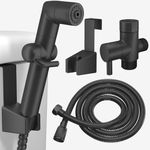 MIAOHUI Muslim Shower, Handheld Bidet Sprayer for Toilet, Cloth Diaper Sprayer for Toilet, Toilet Sprayer Attachment, Health Faucet, Bum Gun with Hose and Holder, Wall or Toilet Mount (Black)