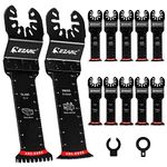 EZARC Oscillating Saw Blades - 10 PCS Extra-Long Reach Arc Edge Multitool with Japanese Teeth, CRV and Bi-Metal Clean Cut for Wood Metal, Universal Quick Release Tool Kits