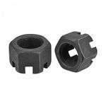 sourcing map M20x1.5mm Hexagon Slotted Nut, Grade 4.8 Carbon Steel Hex Nuts, Black, 2Pcs