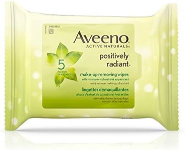 Aveeno Make Up Removing Wipes, Positively Radiant Facial Cleansing Wipes With Soy Extract, 25 Count