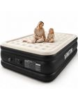 Vinitin Air Mattress Queen with Built in Pump, 18" Elevated Inflatable Blow Up Mattress with Self-Inflation/Deflation, Soft Flocked Top Air Bed for Guest, Home,Camping, 80x60x18in, Max 660lb, Black