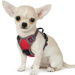 Eagloo Dog Harness No Pull, Walking Pet Harness with 2 Metal Rings and Handle, Adjustable Reflective Breathable Oxford Soft Vest Easy Control Harness for Small Medium Large Dogs, Red, XS