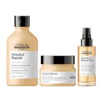 L'OREAL PROFESSIONNEL PARIS Professionnel Absolut Repair Shampoo 300Ml, Hair Mask 250Gm & Hair Serum 90Ml, Serie Expert With Protein And Gold Quinoa For Dry And Damaged Hair