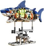 INSOON Mechanical Shark Building Set with LED Light, 687 PCS Movable Ocean Animal with Display Stand, Sea Fish Building Block Toy, Home Decor Gift for Adults Teens Kids Boys Ages 12+