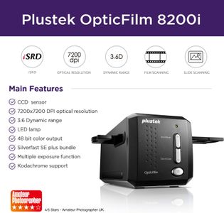 Plustek OpticFilm 8200i SE Film Scanner – Black