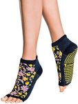 Tucketts Anklet Toeless Non-Slip Grip Socks - Anti Skid Yoga, Barre, Pilates, Home & Leisure, Pedicure - L/XL - 1 pair Blooming Fields Large