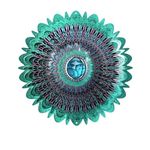 NIYANTA 12"x 12" 3D Stainless Steel Mandala Wind Spinners| Spinner with Gazing Ball| Hanging Wind Sculpture Ornament for Garden| Crystal 360° Rotating Spinner| Colorful Flower (2 Layer Spinner)