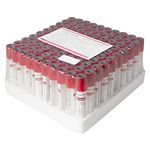 Blood Collection Tubes, 5ml Glass Blood Collection Tube Venous Blood Collection Tube Set Lab Centrifuge Tube Glass Test Tubes with Caps Lid for Laboratory (100Pcs)