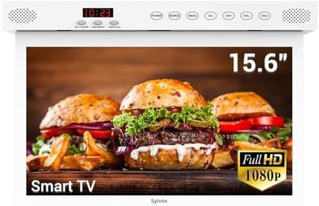 SYLVOX Kitchen TV,15.6 inch Under Cabinet TV, Televison for Kitchen, Smart TV Built-in Google Play, Support WiFi Bluetooth, 1080P Small TV for RV Camper, Bedroom, Boat