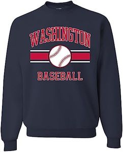 Wild Bobby City of Washington Baseball Fantasy Fan Sports Unisex Crewneck Sweatshirt, Navy, 3X-Large
