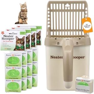 Neater Pets Neater Scooper Standard Size, 195 Refill Bags – Mess-Free Cat Litter Scooper with Bag, Spill-Proof Kitty Litter Scoop with Bin/Scoop Holder