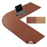 MAIDERN 47 Inch L Shaped Corner Desk Mat, Cork & Leather Reversible Desk Pad for Gaming Computer Office Home (Light Brown) …