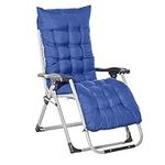 Outsunny Reclining Zero Gravity Chair with Adjustable Backrest, Folding Garden Sun Lounger with Removable Cushion and Headrest, Dark Blue