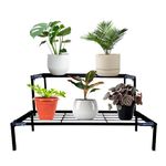 QUALISURE 2-Tier Plant Stand For Balcony Pot Stand for Outdoor/Indoor Plants 2 step Heavy Gauge Iron Stand For Pots for Plants Gamla Stand For Home/ Garden Flower Pot Stand For Living Room-(Set of 2)