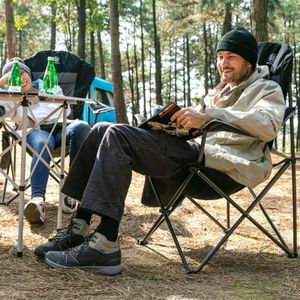 EVER ADVANCED Folding Camping Chairs Set of 2 – High Back, Padded, Cup Holder, Side Pockets, Supports 160kg