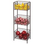 mDesign Steel Freestanding Storage Organizer Tower Rack Basket Shelf, Metal 3-Tier Furniture Unit for Office, Dorm Room - Holds Pens, Pencils, Sticky Notes, Work Supplies, Concerto Collection - Bronze