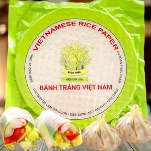 35 Sheets of Premium Rice Papers Wrappers (米纸) for Spring Rolls (春卷), Wonton (餛飩), Egg-rolls (蛋卷), Lumpia, Samosa, Dumpling, Sushi; Low Carb, Gluten-Free, 22cm Round (1PACKS 12 oz)