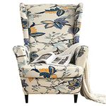 SHANNA Armchair Covers, Spandex Sofa Cover Stretch Wing Chair Slipcover for Armchairs - Wingback Chair Covers - Geometric Grey