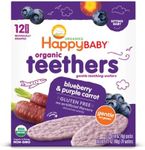 Happy Baby Organics Baby Snacks, Gentle Teething Wafers, Gluten Free & Vegan, Blueberry & Purple Carrot, 12 Count (Pack of 6)