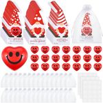 Roowest 48 Set Valentine's Day Gifts Heart Stress Balls Gnome Cards Organza Bags for Valentines Exchange Favors Party Bag Gift Fillers(48 Set)