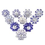 Ajuny Blue and White Handmade Painted Ceramic Knobs Cupboard Door Drawer and Furniture Pulls Handpainted Kitchen Cabinet Glossy Finishing Handles Pull Knob (Blue and White, Pack of 10)