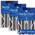 Nordic Pure 16x25x3 (15 13/16 x 24 5/16 x 3) MERV 12 Plus Carbon Trion Air Bear Cub Replacement Air Filters 3 Pack