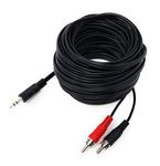 DRUT 10m 3.5mm to Twin RCA Stereo Aux Phono Audio Cable Mini Jack Lead Cord Y Splitter Headphone Cord RCA Y Splitter Adapter 33ft Black Nickel Connectors